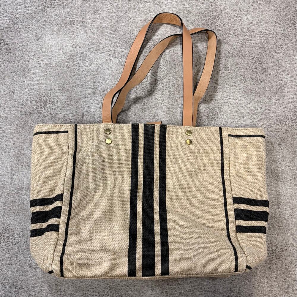 Beige Woven Striped Shoulder Bag